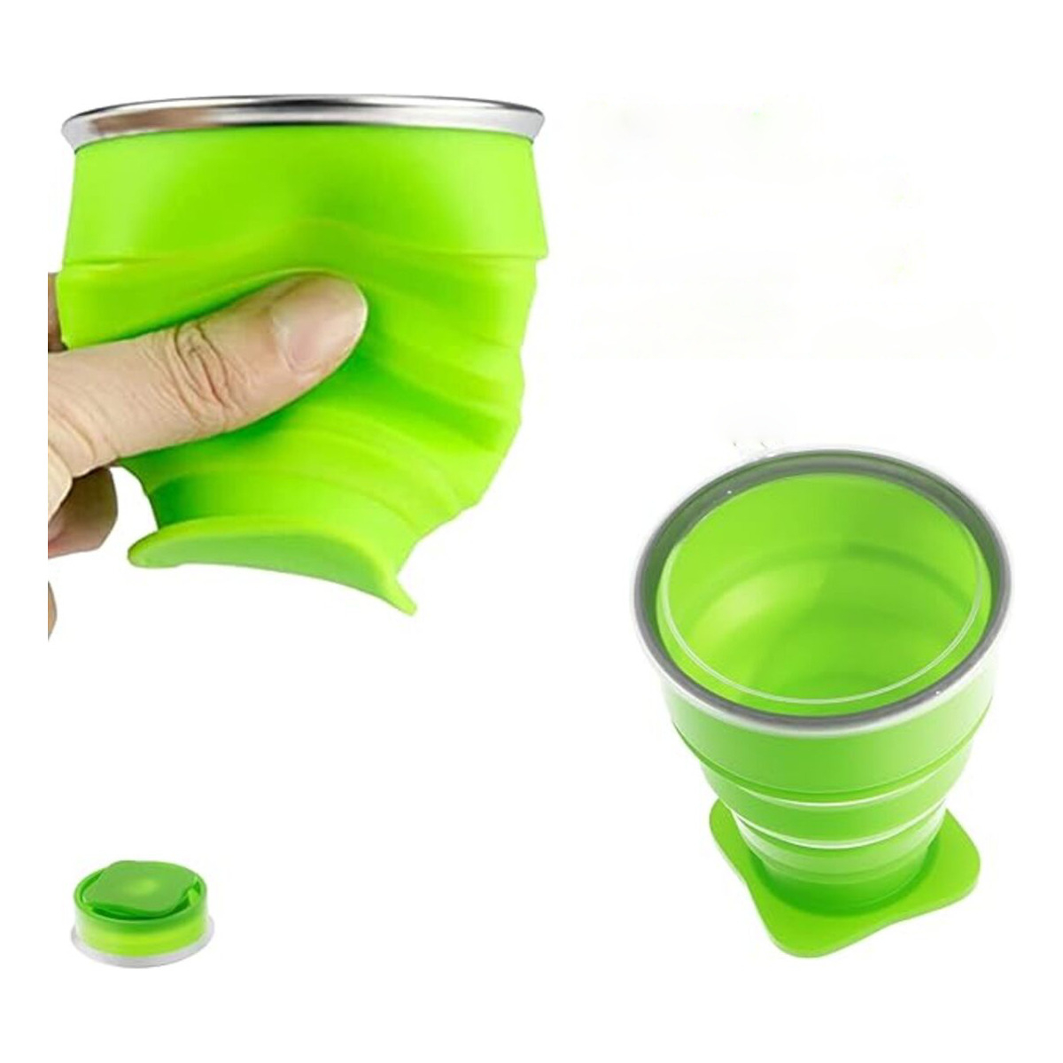 Vaso De Silicona Plegable Con Tapa Libre Bpa - Imagen 12