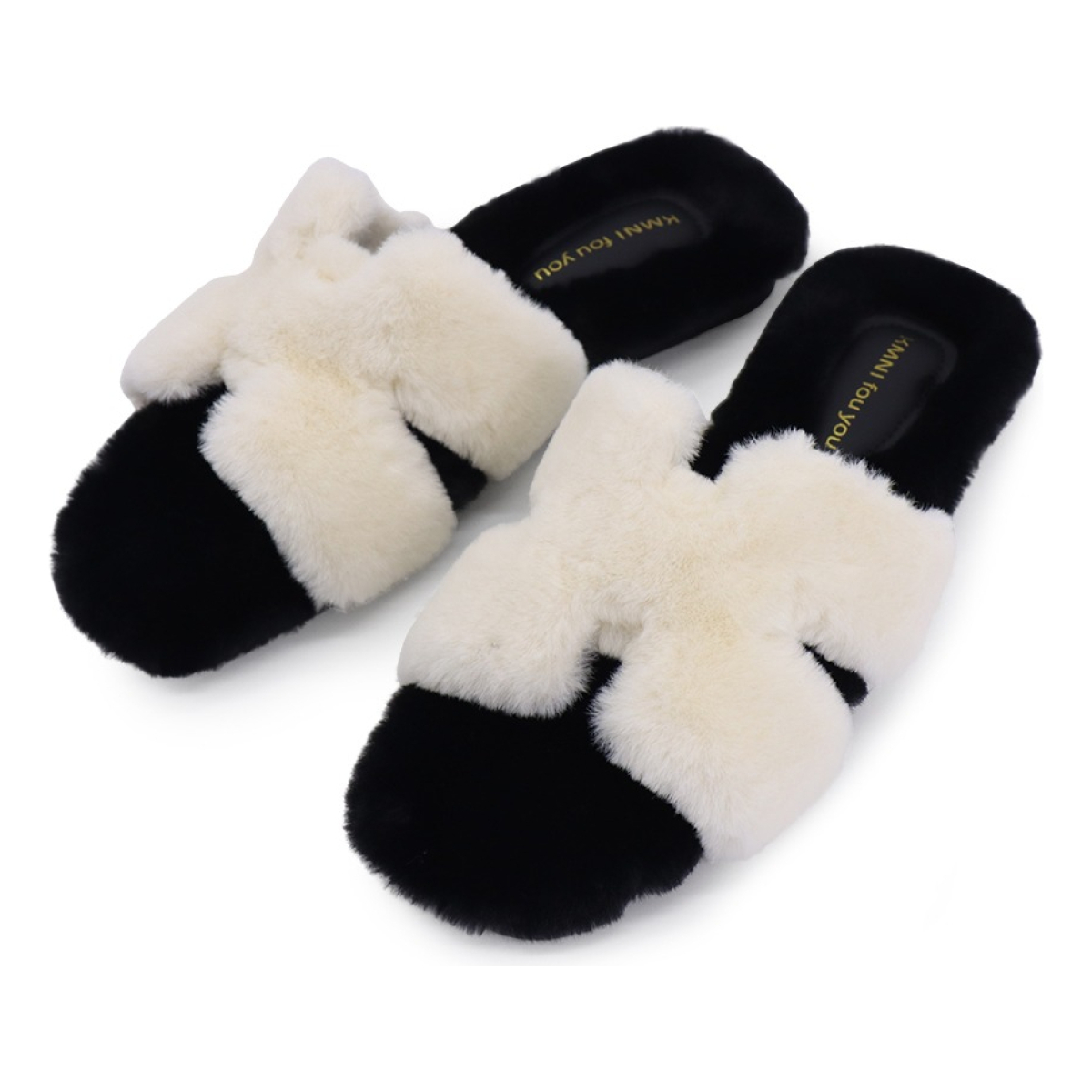 Pantufla Chata Super Peluda Para Dama Cruzada Abierta - Imagen 13