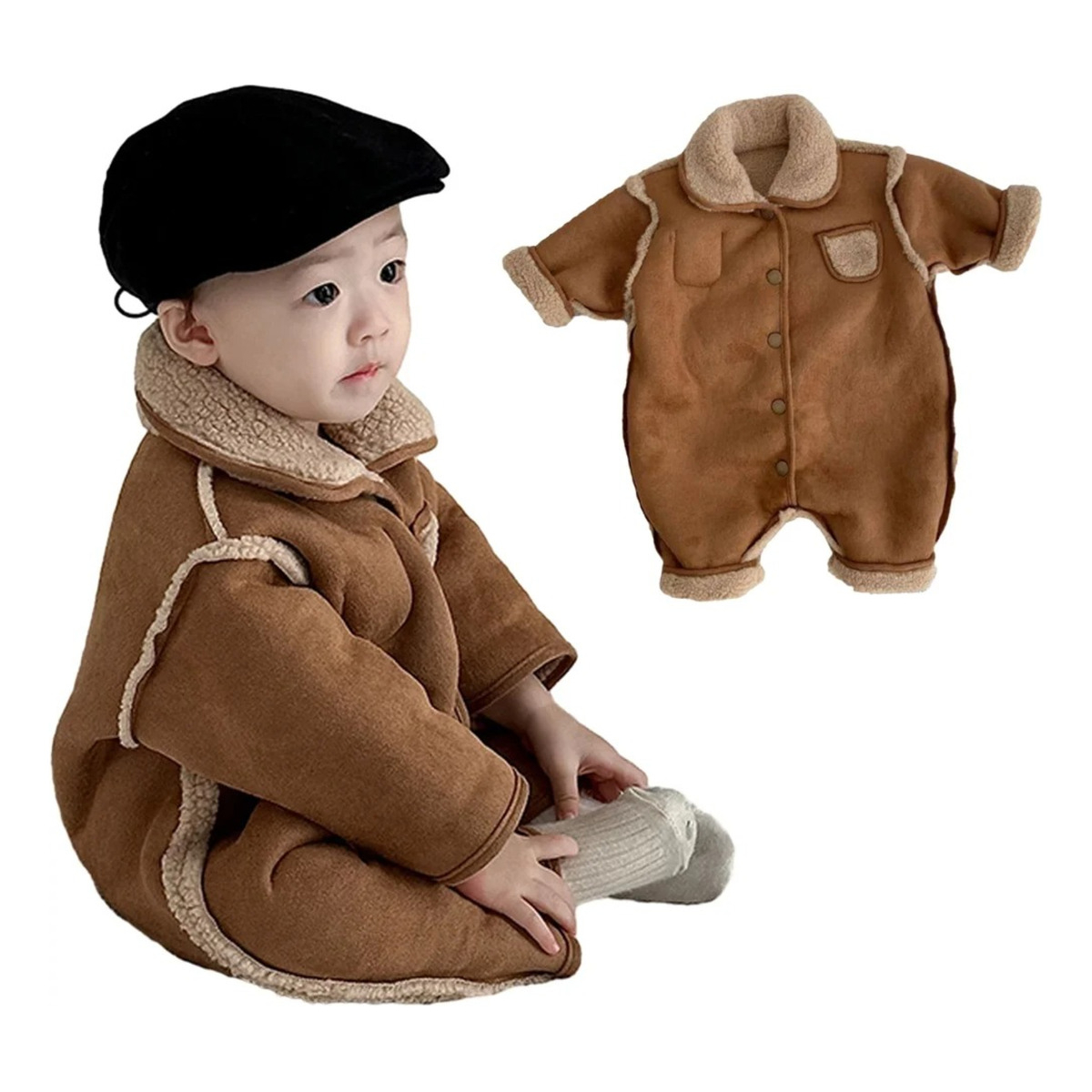 Ropa Body Abrigado Para Bebe Corderito Infantil Abrigo - Imagen 2