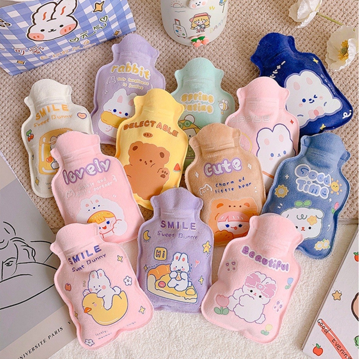 Calienta Manos Mini Bolsa Agua Caliente Diseños Kawaii - Imagen 19