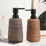 Dispensador De Jabón Cerámica A Rayas Texturizado Para Baño - Imagen 8