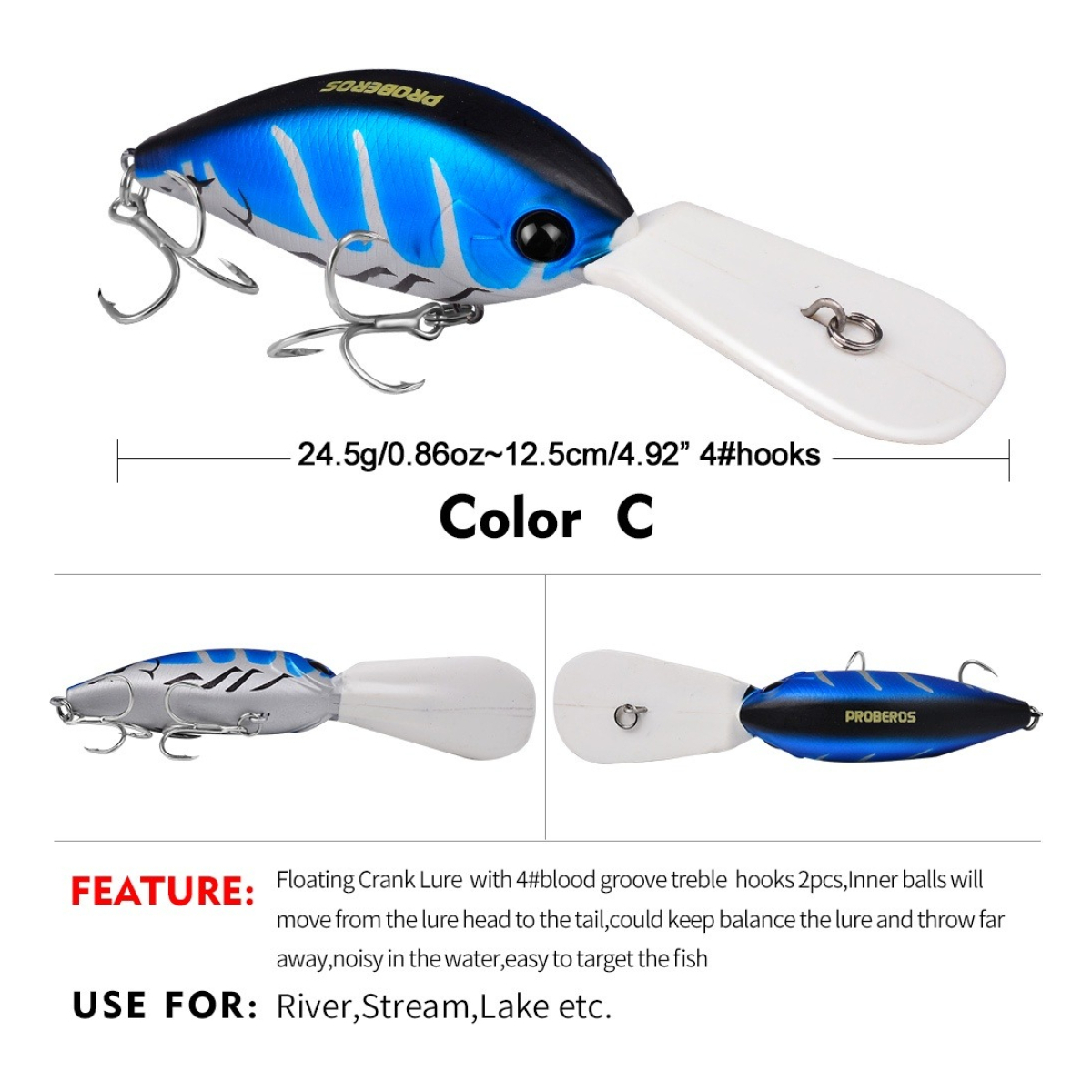 Señuelo Proberos Minnow Pesca 12.5cm 24.5gr Crankbait - Imagen 2