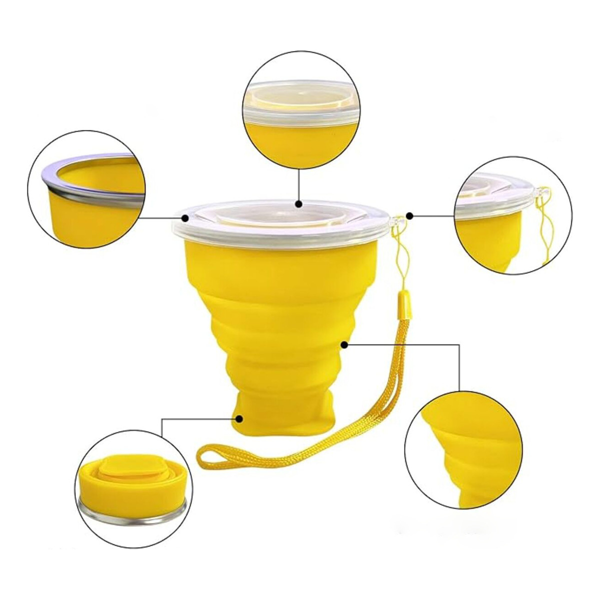 Vaso De Silicona Plegable Con Tapa Libre Bpa - Imagen 38