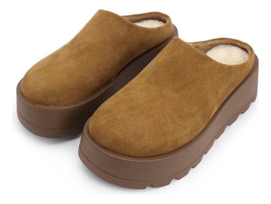 d_772837-mlu83505271226_042025-f.jpg Sueco Con Plataforma Calzado De Abrigo En Gamuza Para Dama - Imagen 1