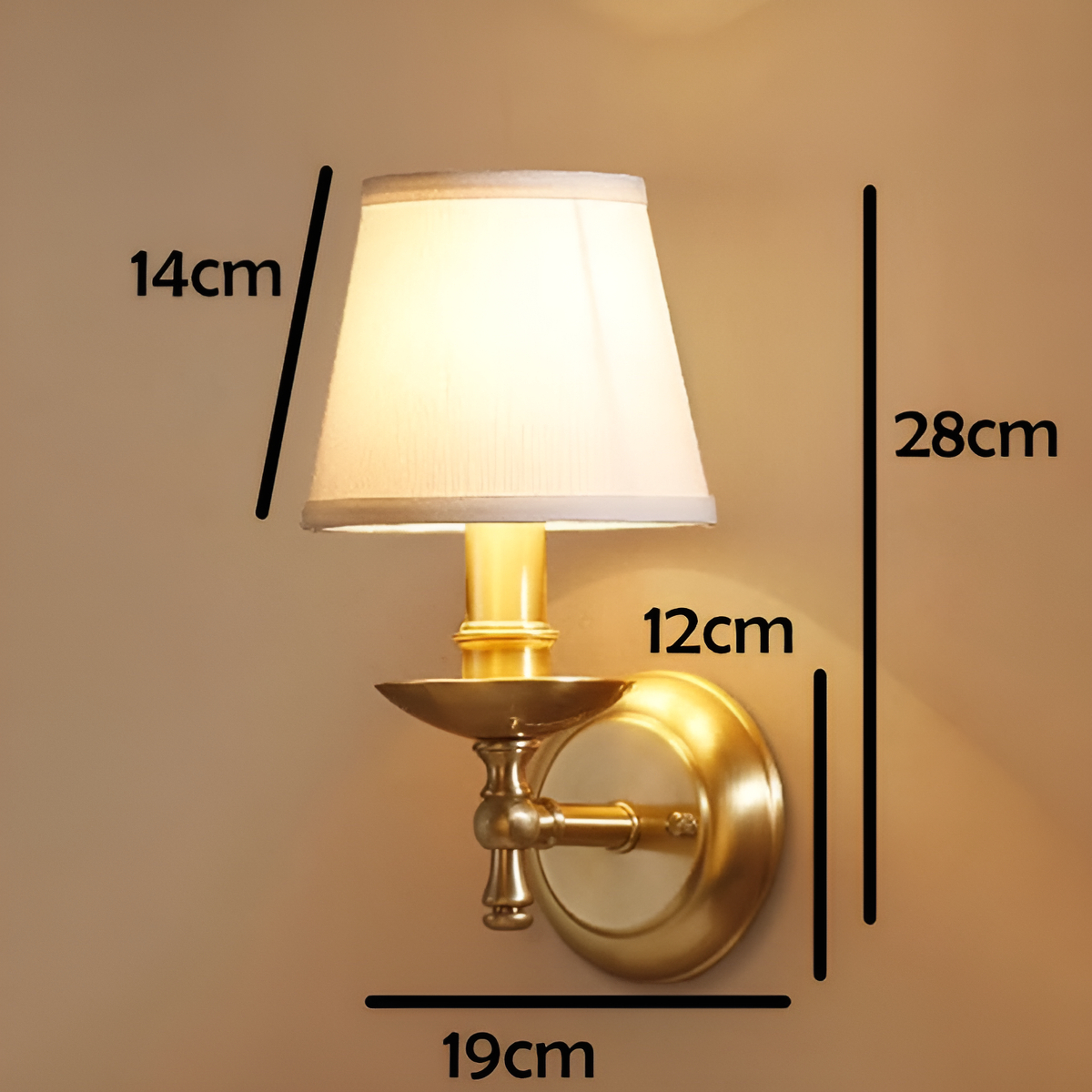 Lampara De Pared Retro Clasico Aplique Pantalla De Tela - Imagen 3