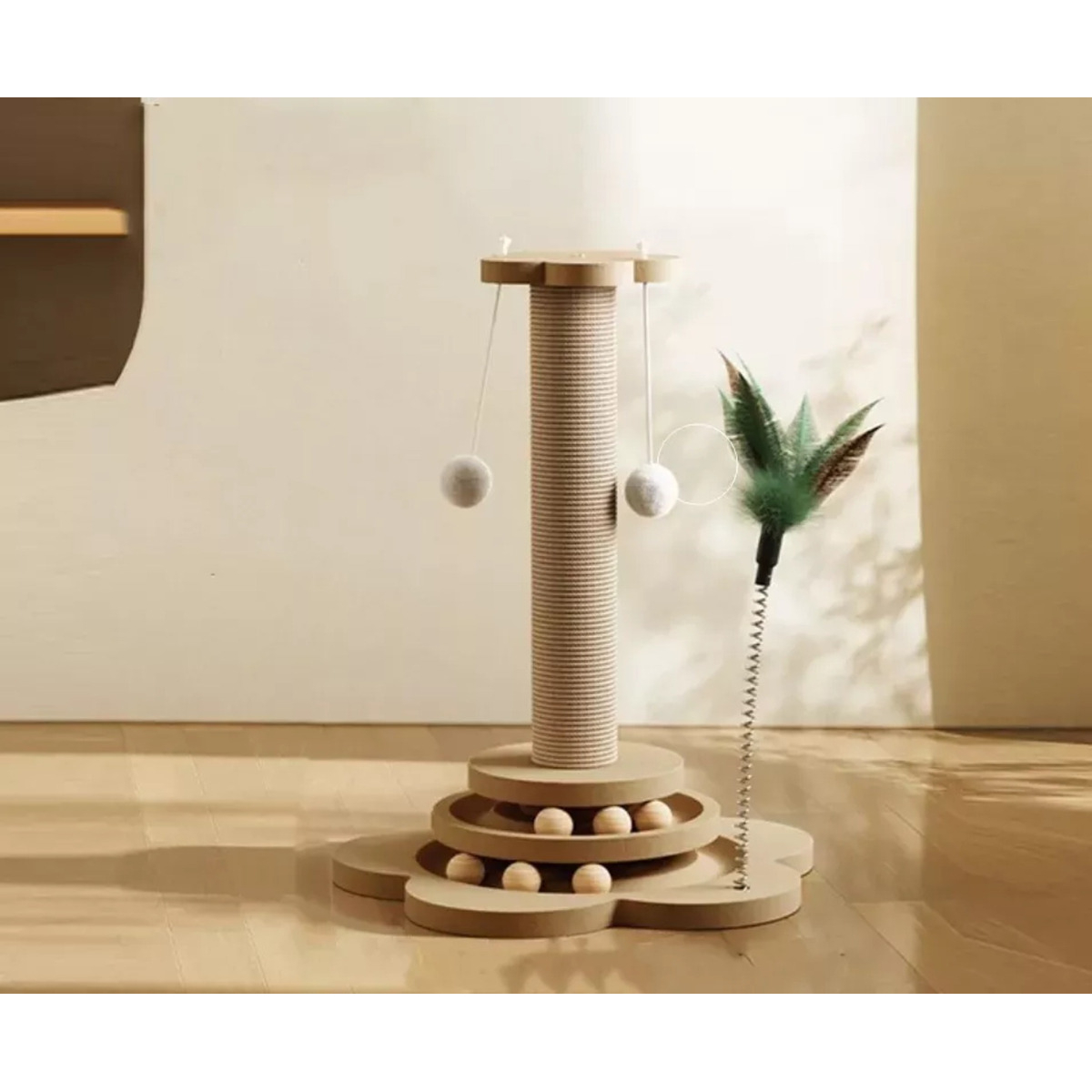Poste Rascador Para Gatos Juego Con 8 Pelotas Interactivo - Imagen 3