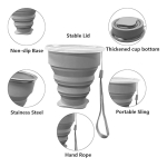Vaso De Silicona Plegable Con Tapa Libre Bpa - Imagen 3