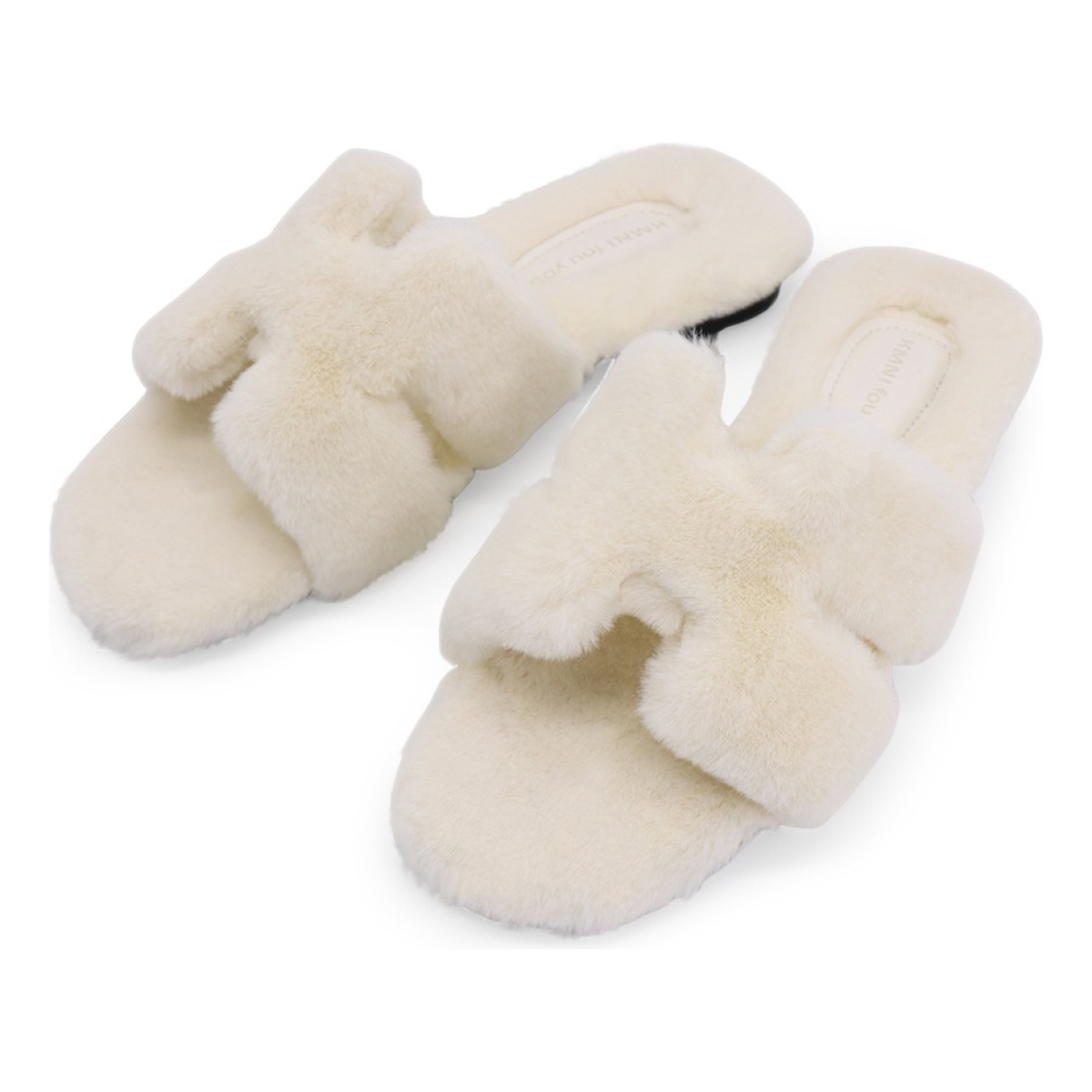Pantufla Chata Super Peluda Para Dama Cruzada Abierta - Imagen 7