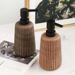 Dispensador De Jabón Cerámica A Rayas Texturizado Para Baño - Imagen 4