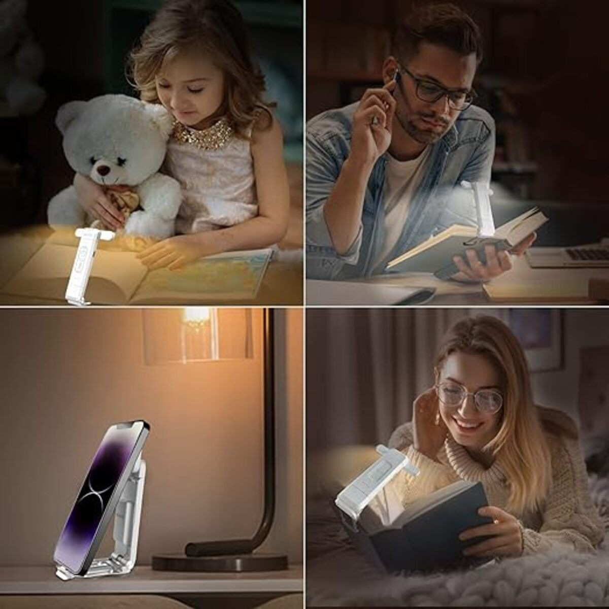 Clip De Luz Led Para Lectura Lampara Recargable Usb - Imagen 9