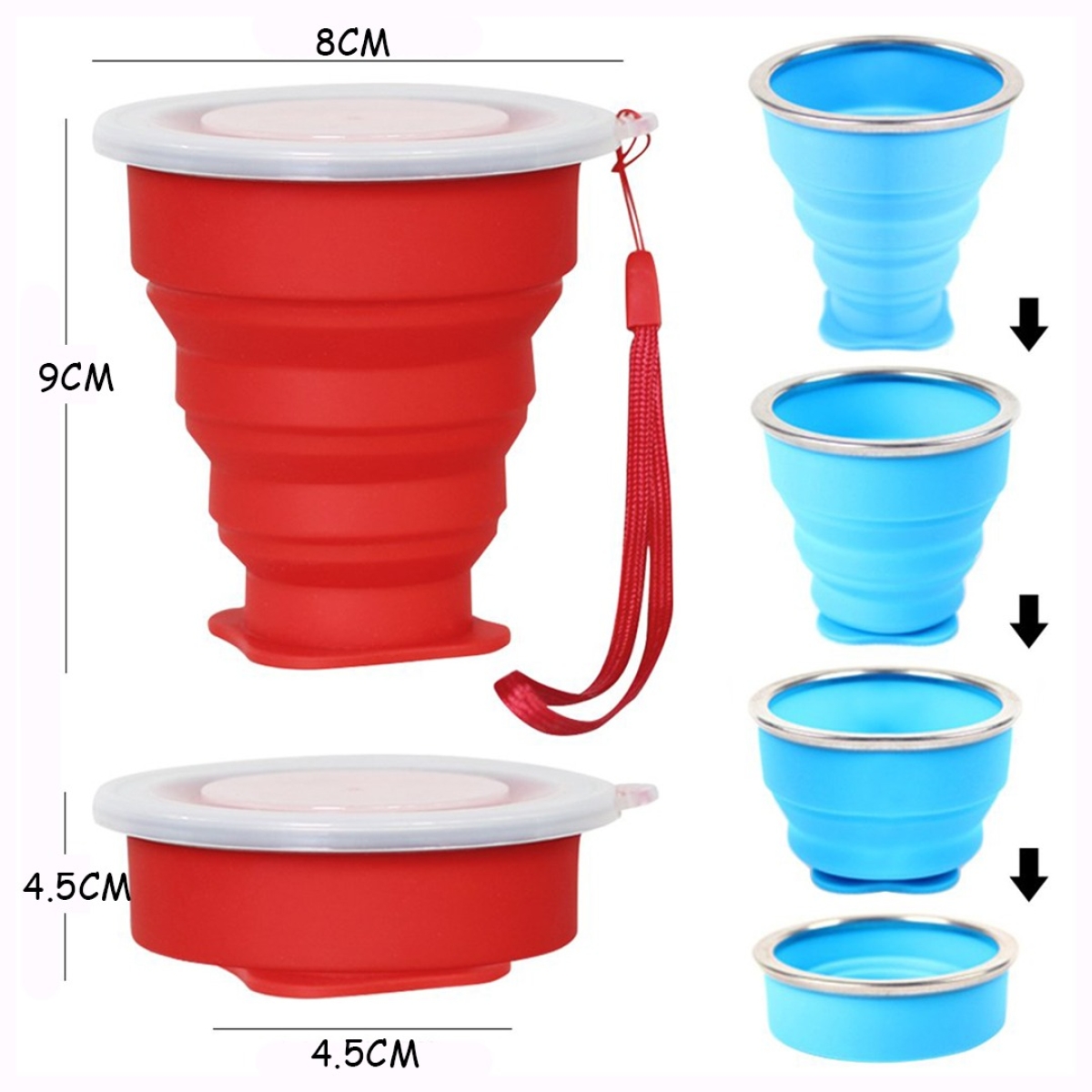 Vaso De Silicona Plegable Con Tapa Libre Bpa - Imagen 17