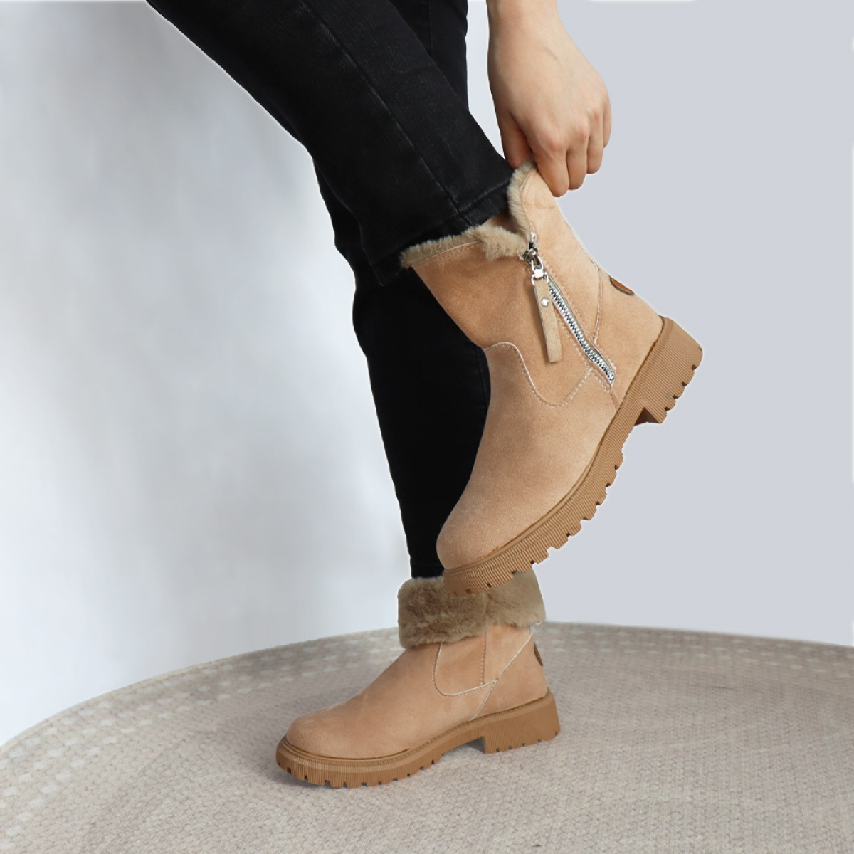 Botas Peludas De Dama Abrigadas Con Forro Corderito - Imagen 14