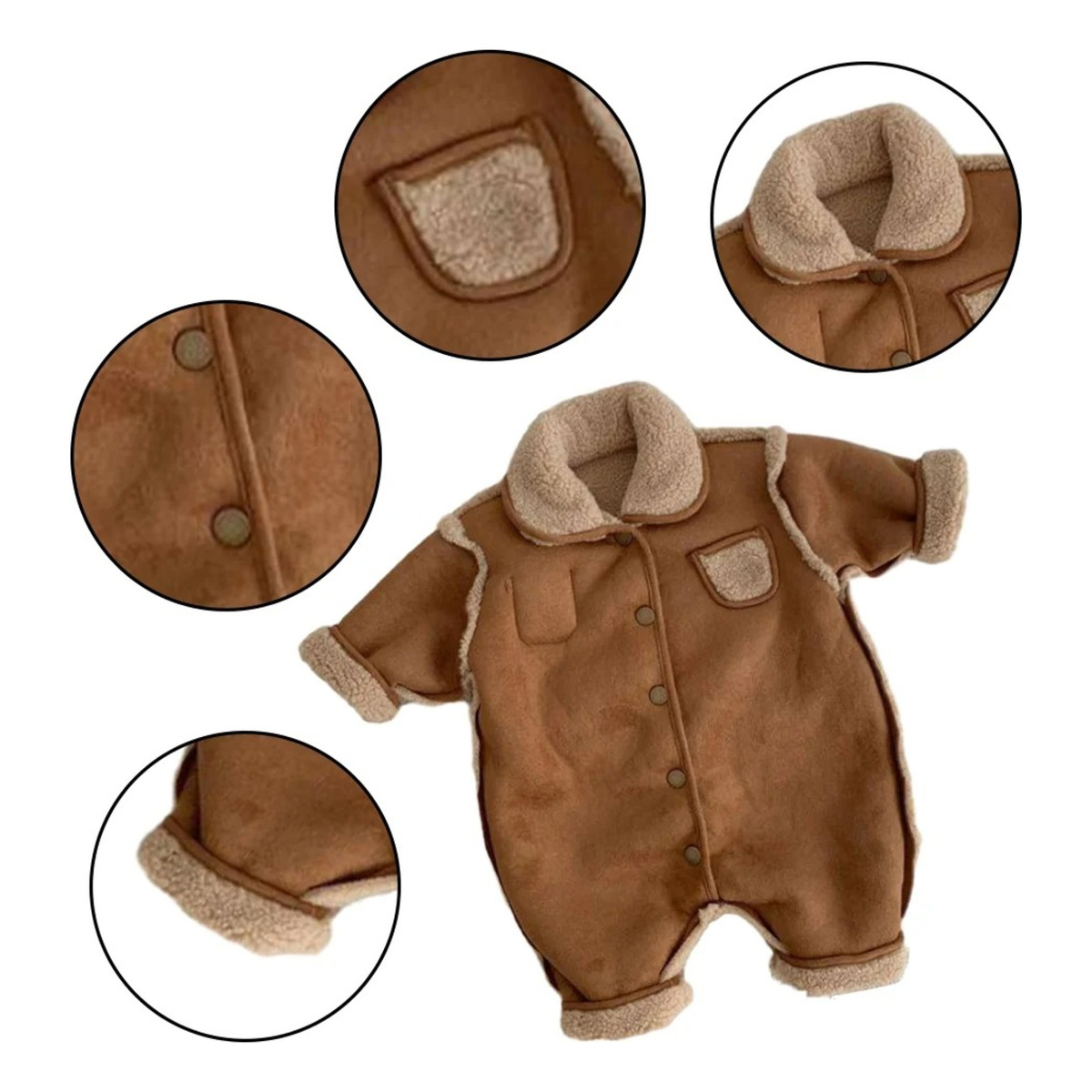 Ropa Body Abrigado Para Bebe Corderito Infantil Abrigo - Imagen 4