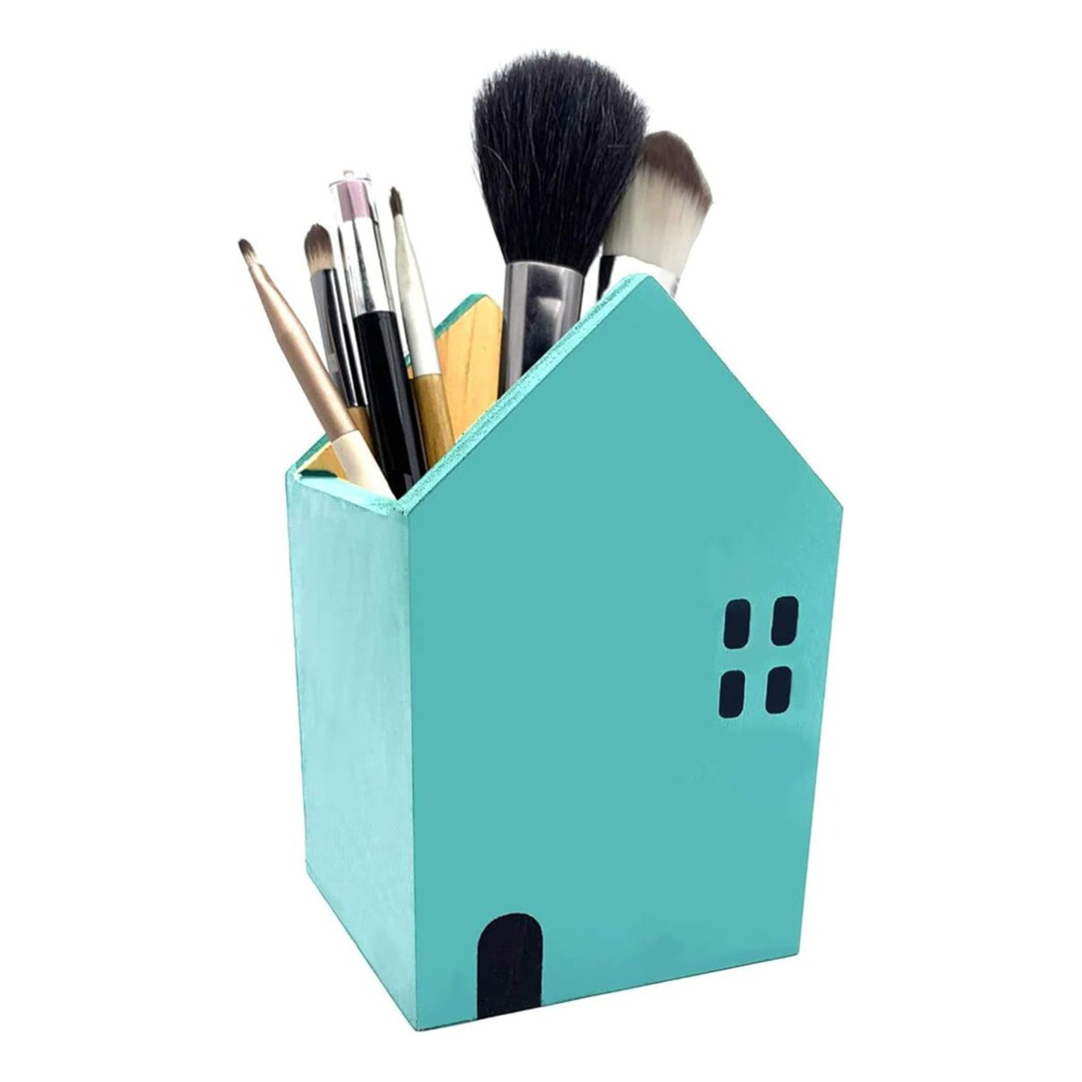 Portalapices Organizador De Madera Para Escritorio Casitas - Imagen 1