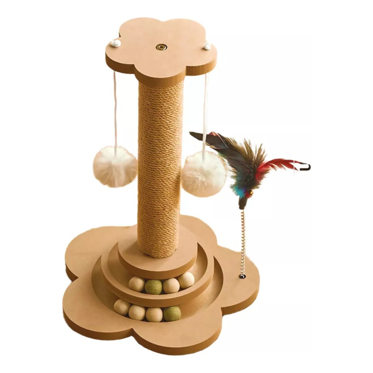 Poste Rascador Para Gatos Juego Con 8 Pelotas Interactivo - Imagen 2