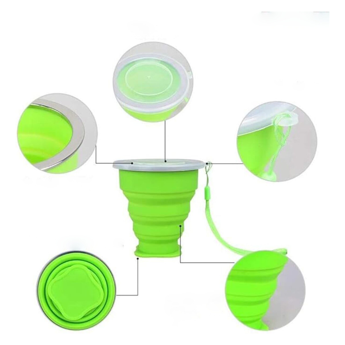 Vaso De Silicona Plegable Con Tapa Libre Bpa - Imagen 13