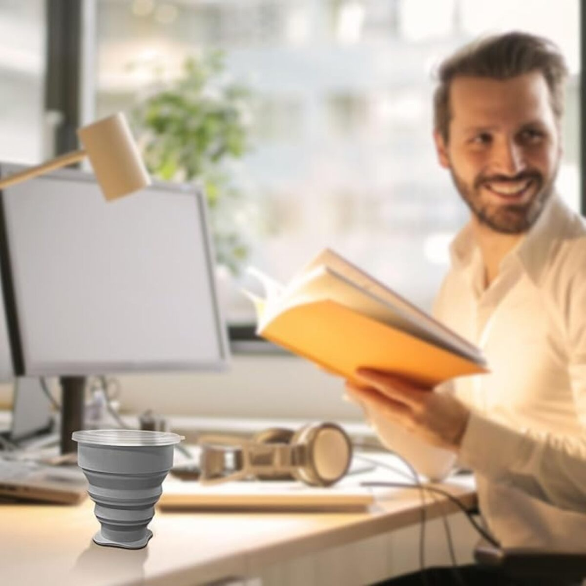 Vaso De Silicona Plegable Con Tapa Libre Bpa - Imagen 5