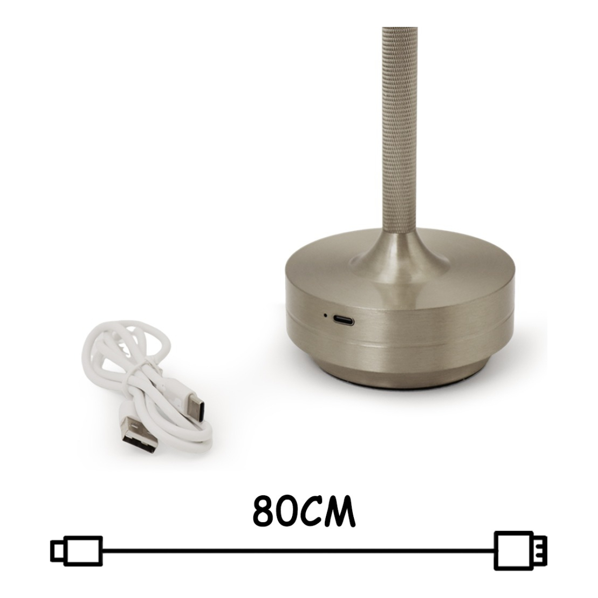 Lámpara Portatil De Mesa Inalambrica Usb Táctil De Acero - Imagen 9