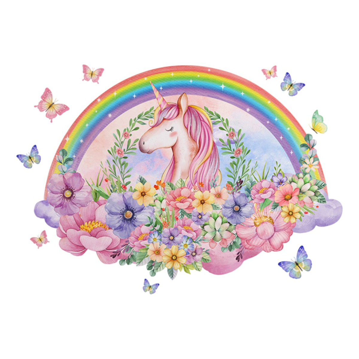 Vinilo Pared Adhesivo Unicornio Arcoiris Decoracion - Imagen 1