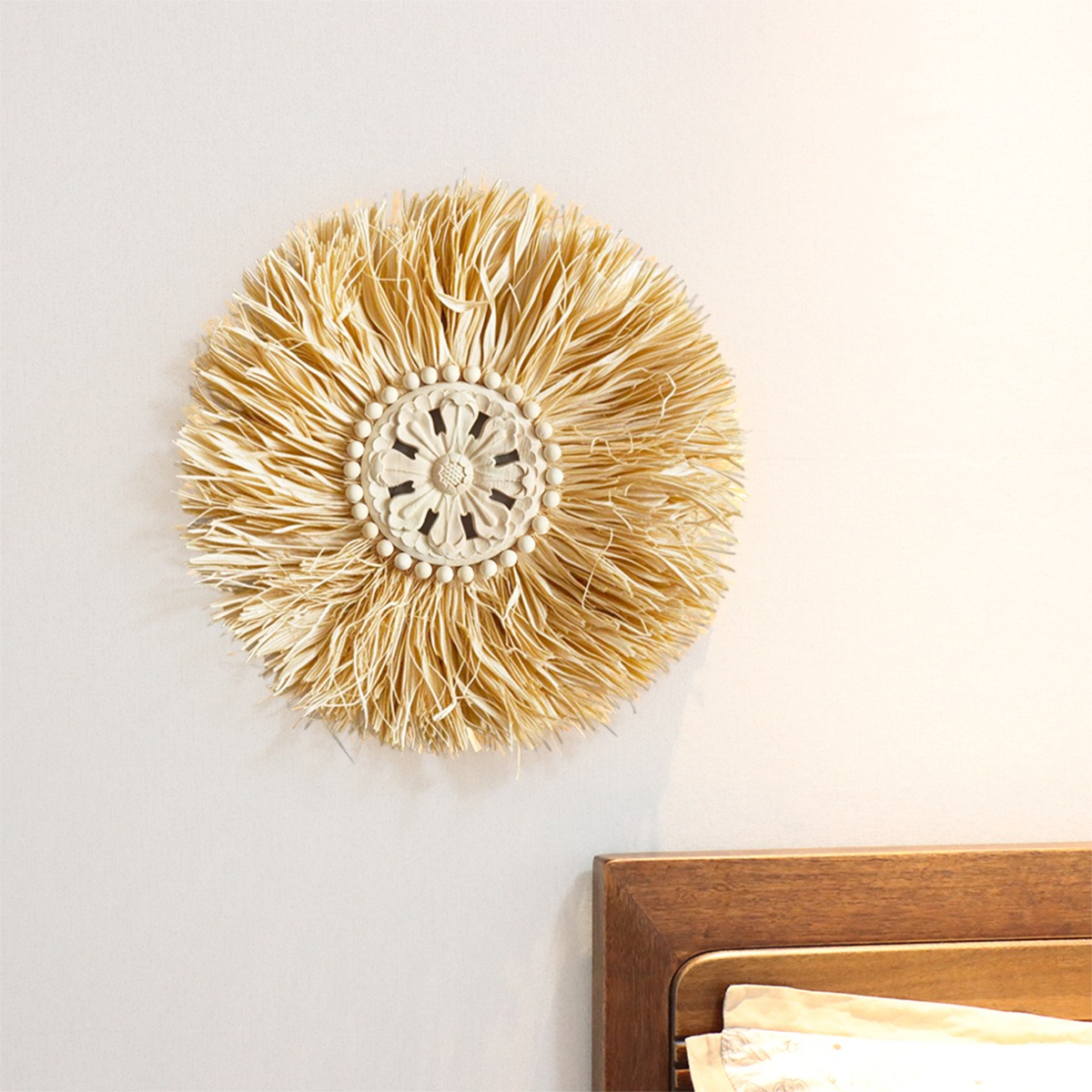 Decoración De Pared Boho Fibras Naturales Detalles En Madera - Imagen 6