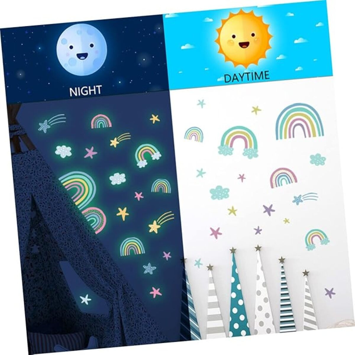 Vinilos Stickers Decorativos Brilla Oscuridad Arcoíris - Imagen 2
