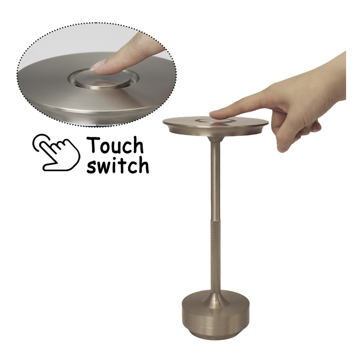 Lámpara Portatil De Mesa Inalambrica Usb Táctil De Acero - Imagen 15