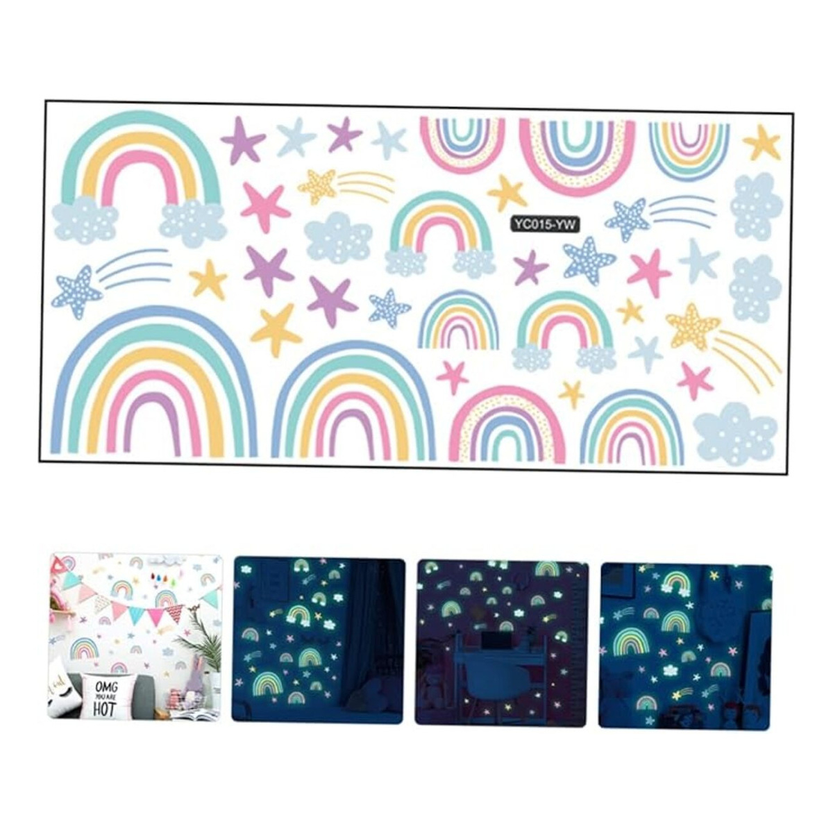Vinilos Stickers Decorativos Brilla Oscuridad Arcoíris - Imagen 4