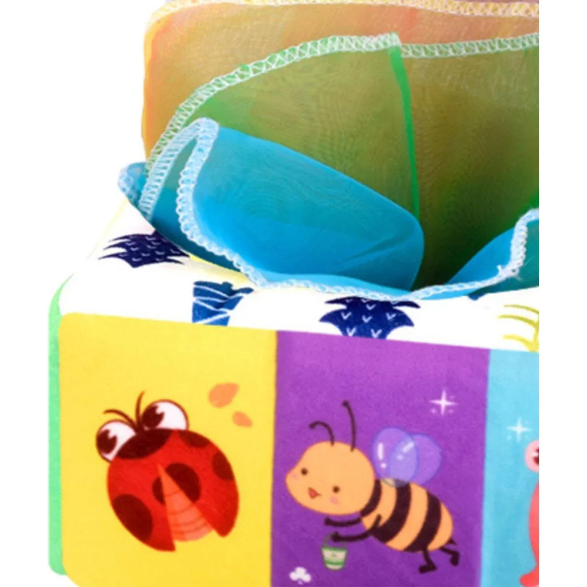 Juguete Caja De Pañuelos Sensoriales Para Bebe Colores - Imagen 4