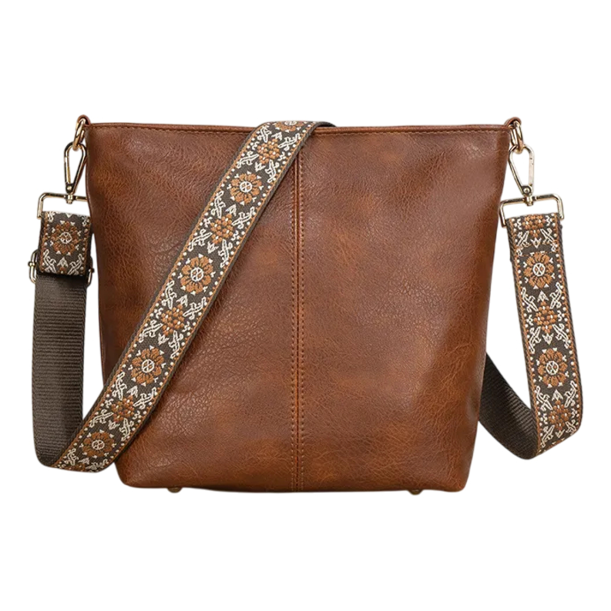 Bolso Cartera Cuero Alta Calidad Gran Capacidad Asa De Tela - Imagen 1