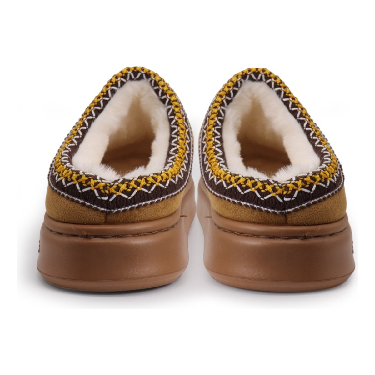 Pantufla Calzado Con Corderito Y Plataforma Estilo Sueco - Imagen 4
