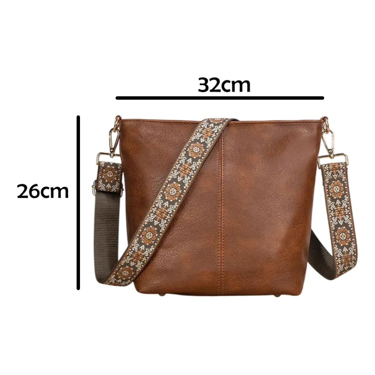 Bolso Cartera Cuero Alta Calidad Gran Capacidad Asa De Tela - Imagen 5