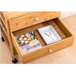 Mesa De Luz Estante Con Ruedas Y Dos Cajones En Madera - Imagen 4