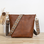 Bolso Cartera Cuero Alta Calidad Gran Capacidad Asa De Tela - Imagen 7