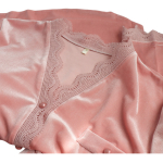 Pijama Terciopelo Para Dama De Invierno 2 Piezas Con Encaje - Imagen 5