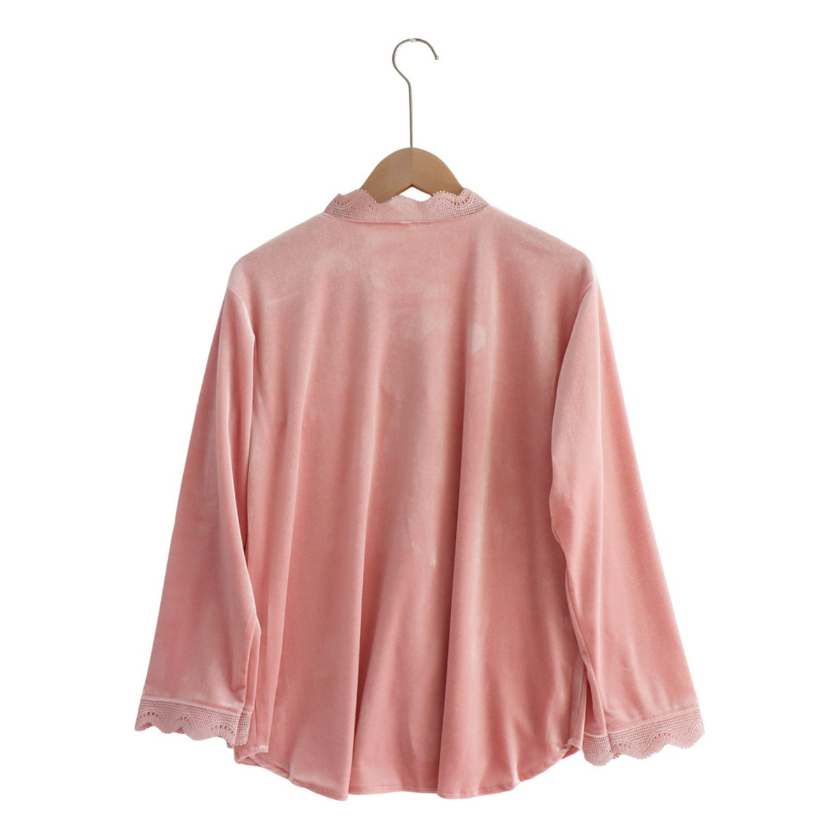 Pijama Terciopelo Para Dama De Invierno 2 Piezas Con Encaje - Imagen 9
