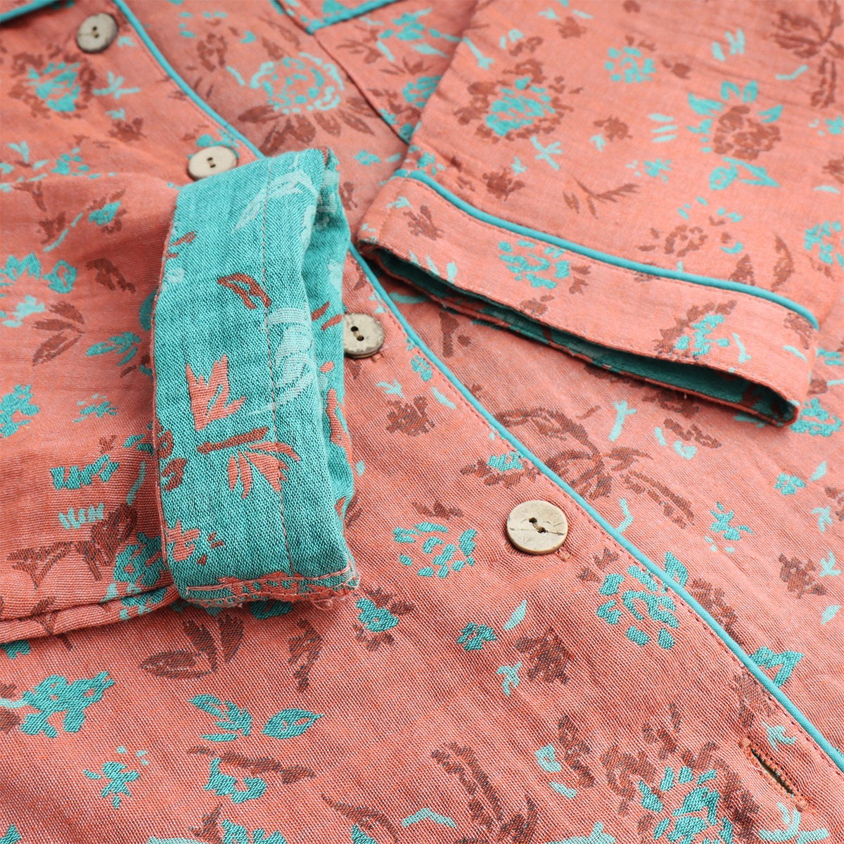 Pijama Ropa Para Dormir Con Estampados Flores De Dos Piezas - Imagen 7