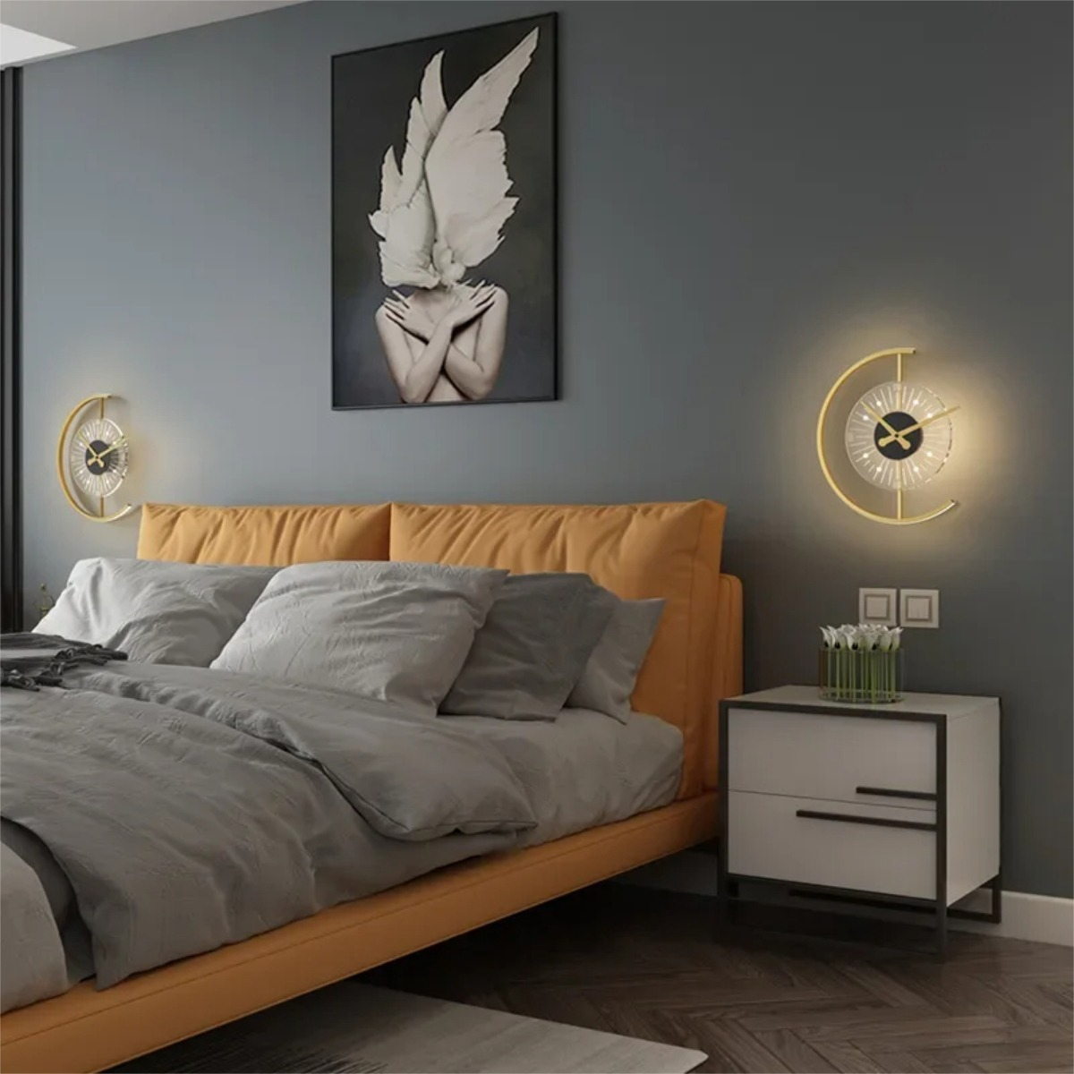 Lampara De Pared Moderna Decoración Diseño De Reloj - Imagen 4