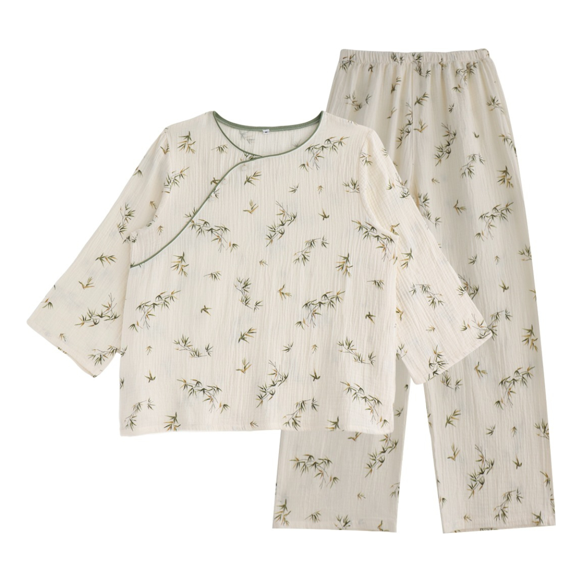 Pijama Mujer Largo 2 Piezas Floral Algodón Blusa Pantalón - Imagen 2