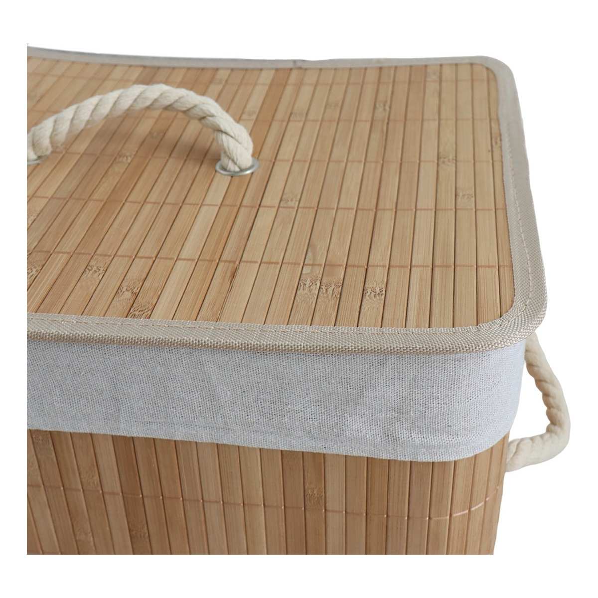 Cesto Rectangular Ropa Sucia Bambú Gran Capacidad 40x30x60 - Imagen 6