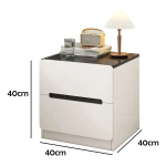 Mesa De Luz Cuadrada Moderna Con Dos Cajones Sin Patas - Imagen 5