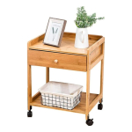 Mesa De Luz Estante Con Ruedas Y Cajón En Madera