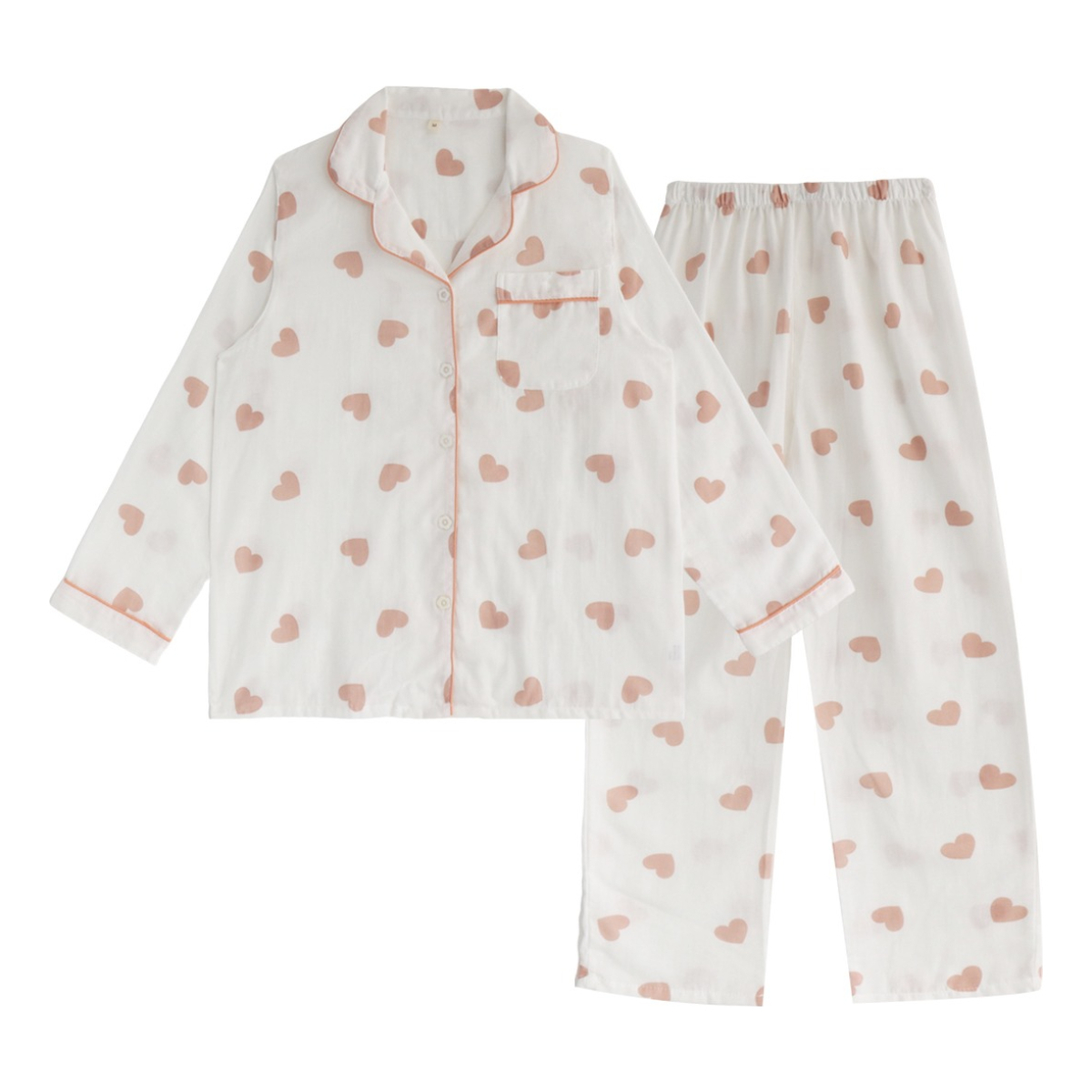 Pijama Diseño Corazones 2 Piezas Ligero Ropa Para Dormir - Imagen 1