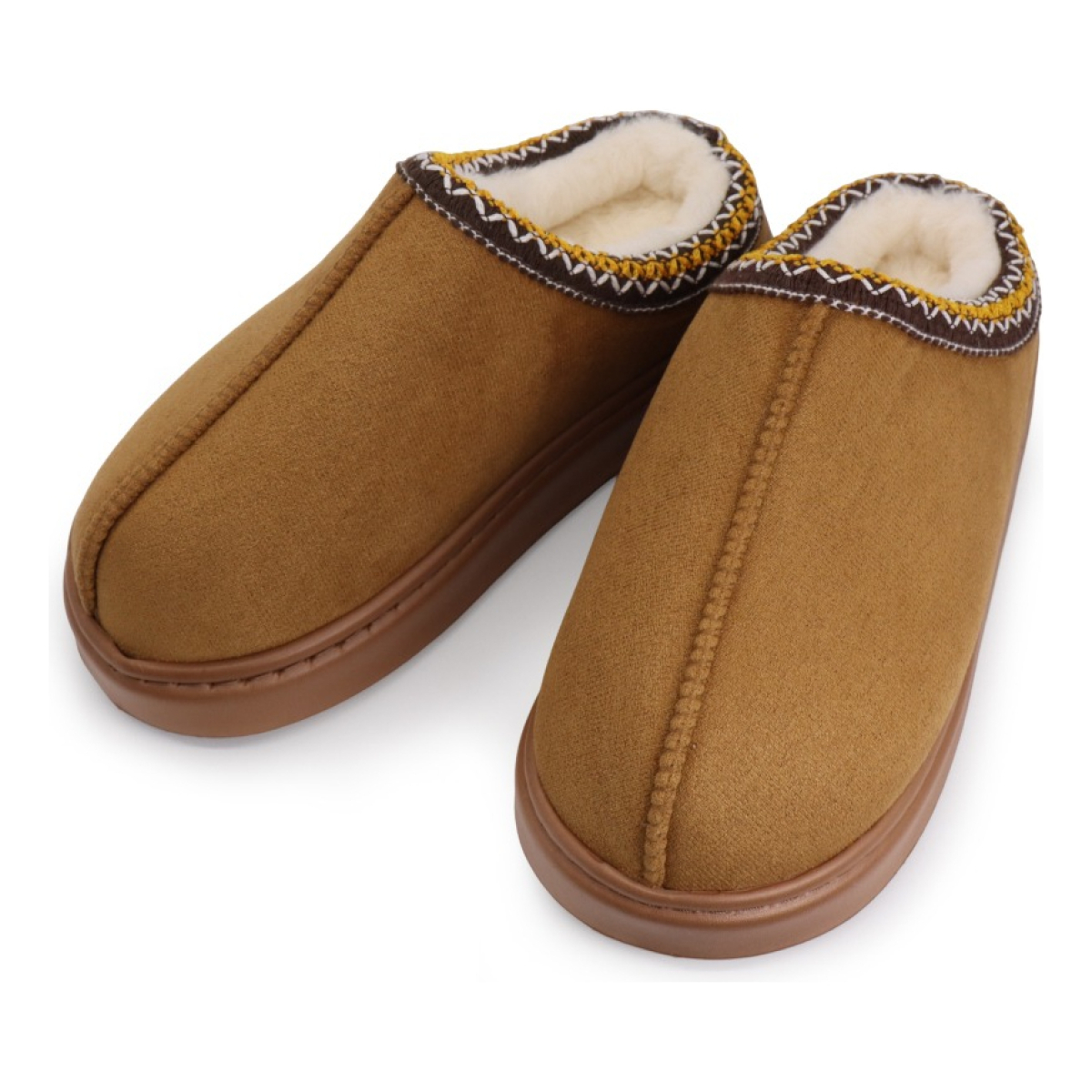 Pantufla Calzado Con Corderito Y Plataforma Estilo Sueco - Imagen 2