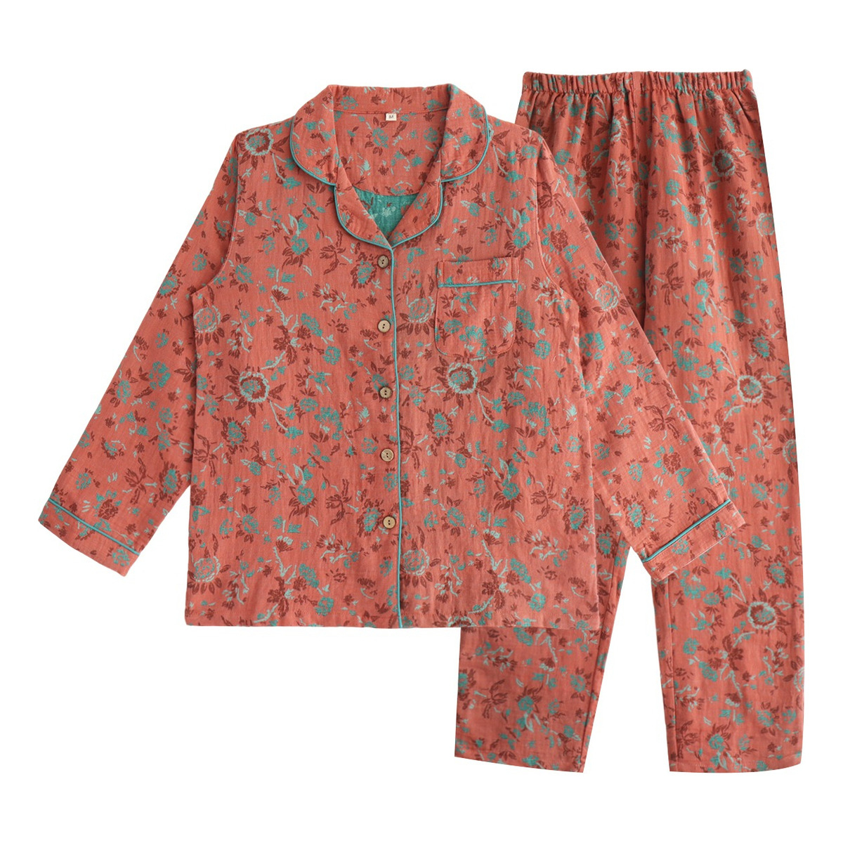 Pijama Ropa Para Dormir Con Estampados Flores De Dos Piezas - Imagen 1