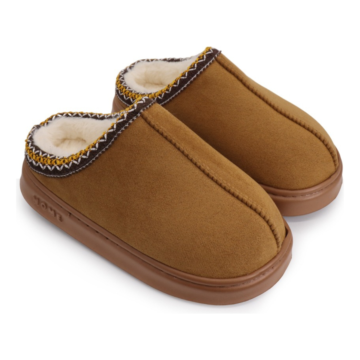 Pantufla Calzado Con Corderito Y Plataforma Estilo Sueco - Imagen 1