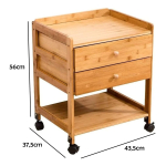 Mesa De Luz Estante Con Ruedas Y Dos Cajones En Madera - Imagen 6