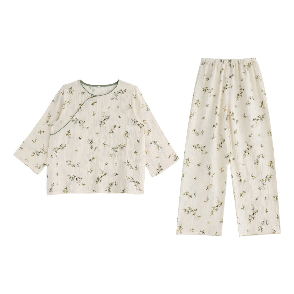 Pijama Mujer Largo 2 Piezas Floral Algodón Blusa Pantalón - Imagen 1