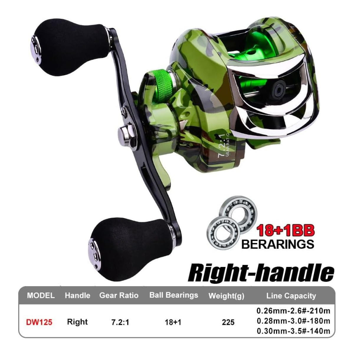 Reel Pesca Rotativo Alta Velocidad 7.2:1 Freno Cnc - Imagen 3