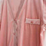 Pijama Terciopelo Para Dama De Invierno 2 Piezas Con Encaje - Imagen 4