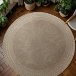 Alfombra Circular Iluminarás 100cm Beige Geométrica Interior Living 1 M Beige/marrón - Imagen 2
